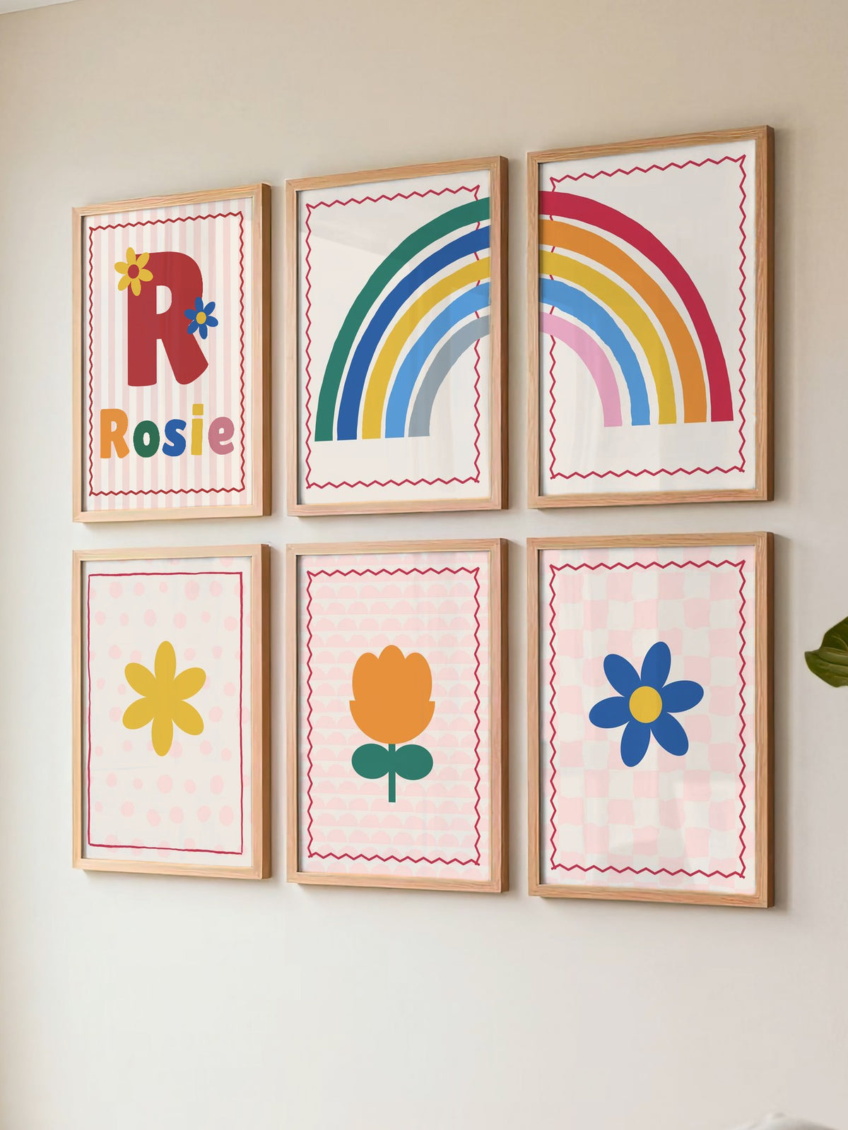 Namensposter 6er-Set „Bunt & Streifen“