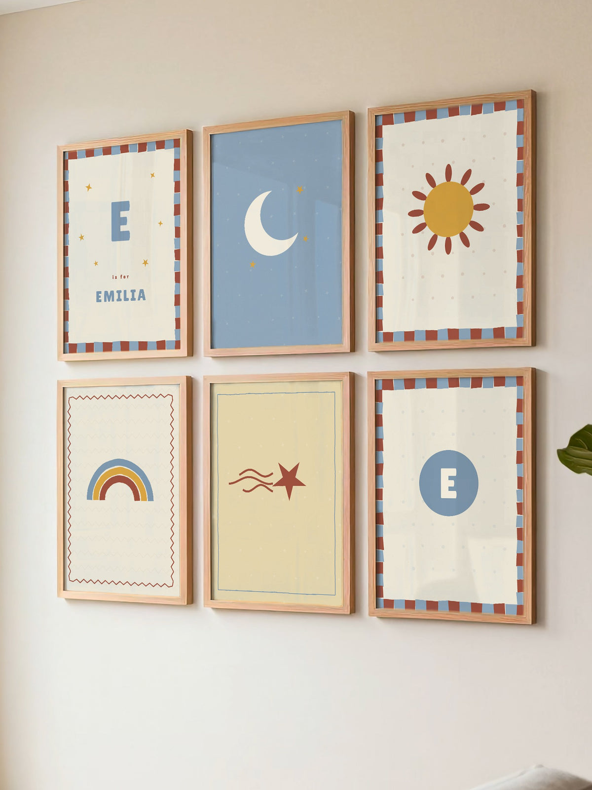 Namensposter 6er-Set „Sterne & Mond“