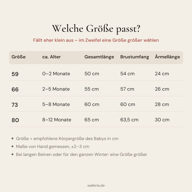 Größentabelle Bärchen-Strampler