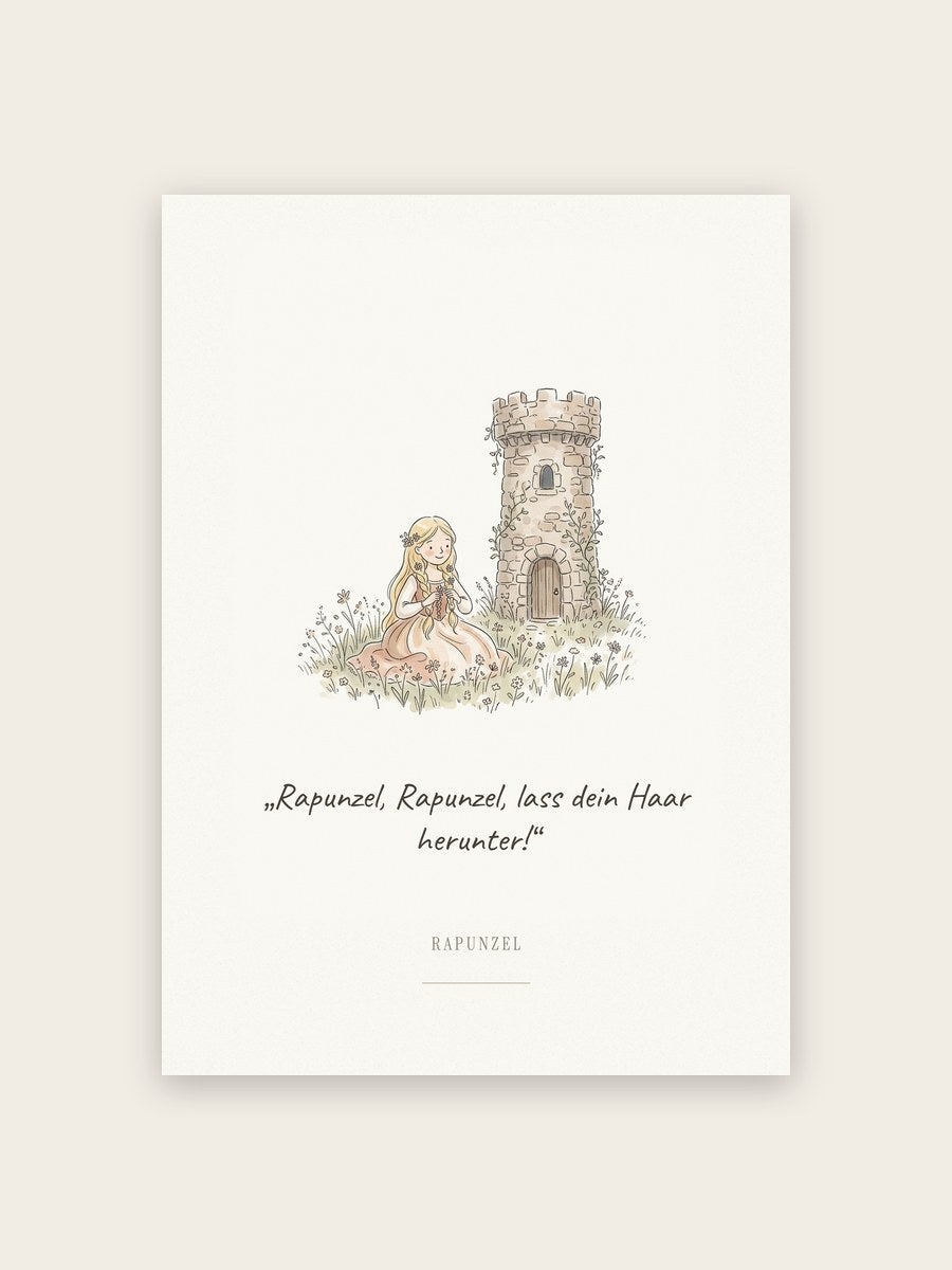 Rapunzel – Märchenbild mit Zitat
