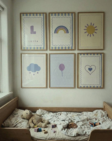 Beispielfoto: Namensposter 6er-Set „Pastell & Welle“