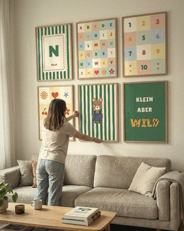 Beispielfoto: Namensposter 6er-Set „ABC & Bär“