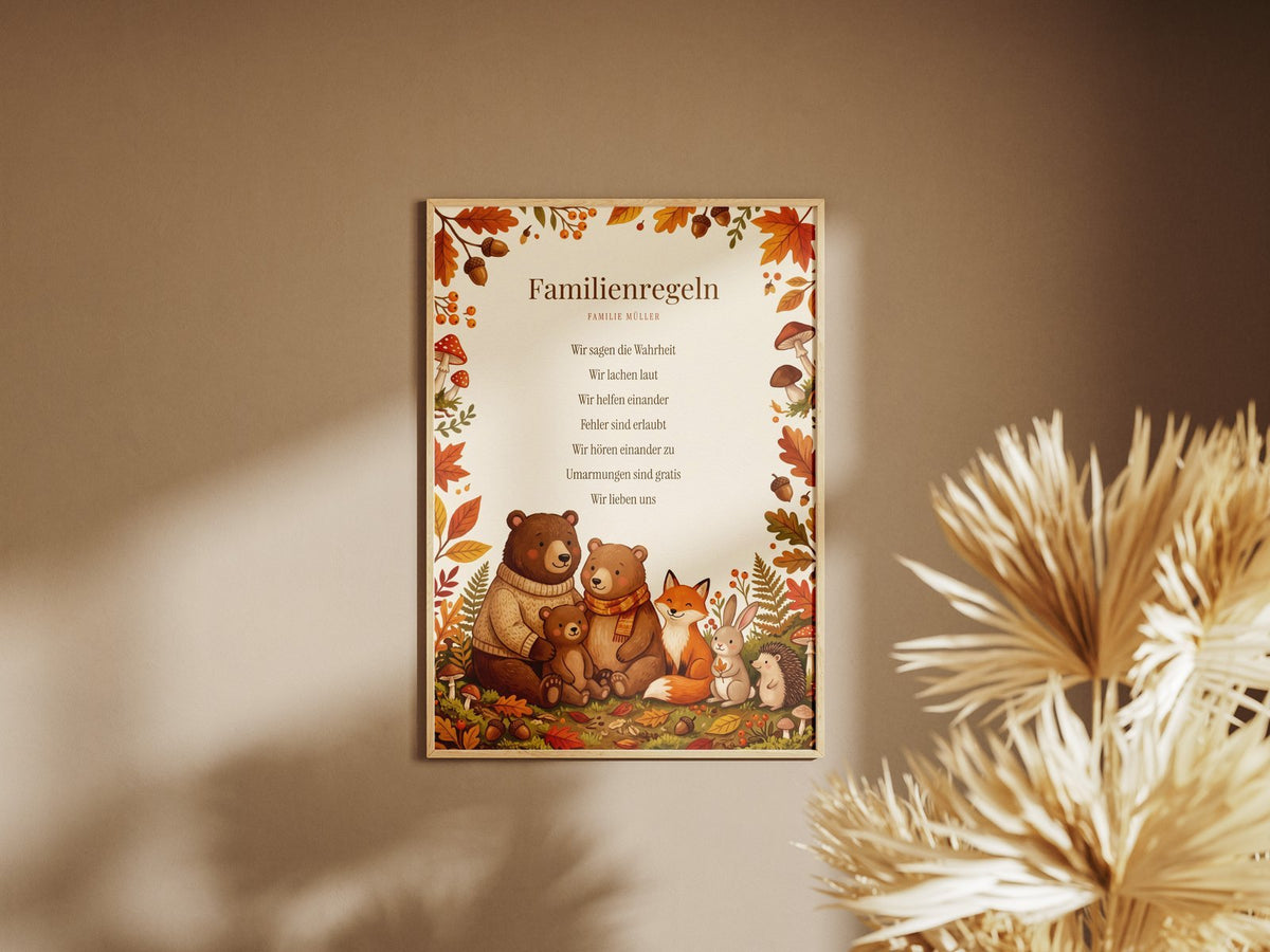 Hausregeln Waldtiere an der Wand – Walleria