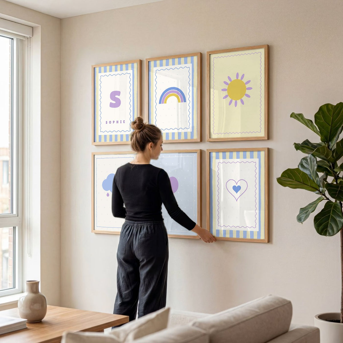 Namensposter 6er-Set „Pastell & Welle“ – Poster-Motiv