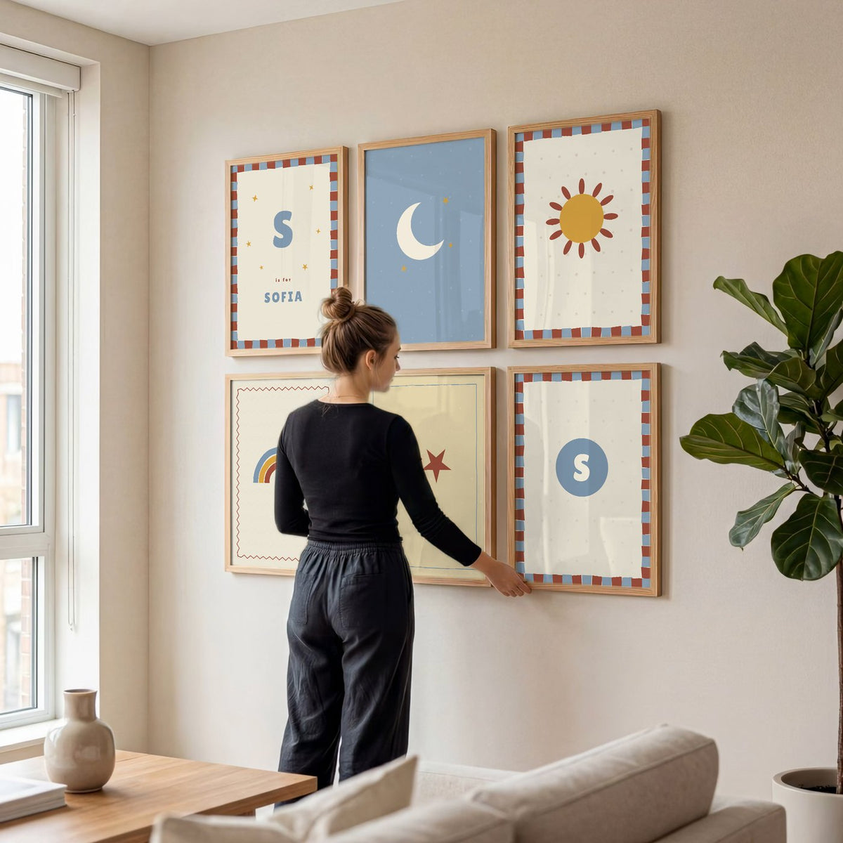 Namensposter 6er-Set „Sterne & Mond“ – Poster-Motiv