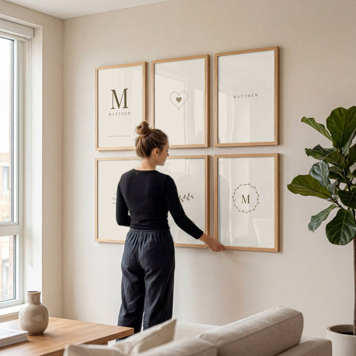 Namensposter 6er-Set „Schlicht Beige“ – Poster-Motiv