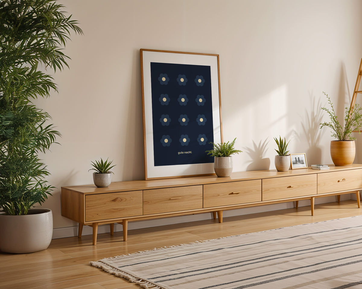 Gute Nacht Sterne – gerahmtes Poster an der Wand