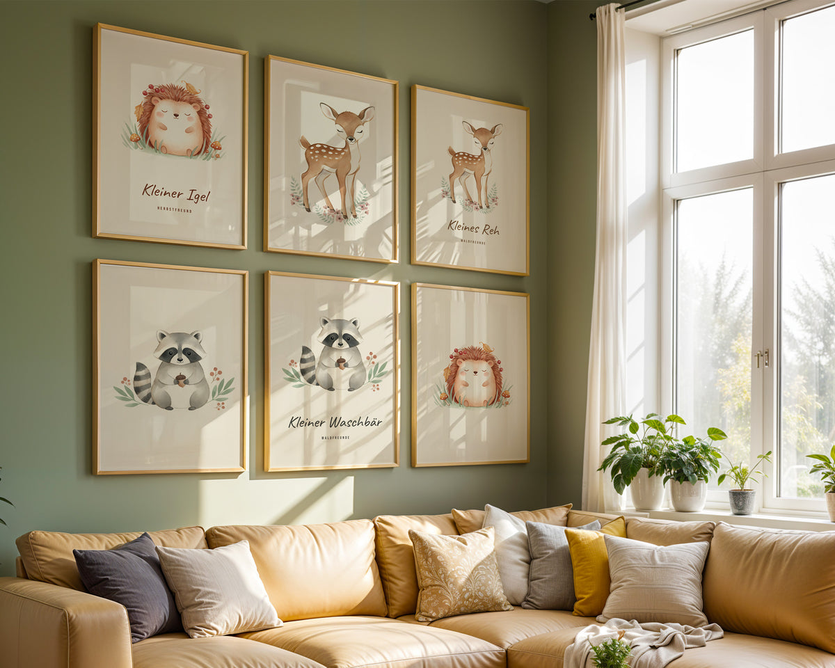 Waldtiere 6er-Set – Poster-Motiv