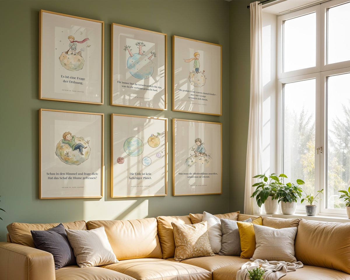 „Kleiner Prinz“ set of 6 – Little Planet – inspired by The Little Prince – poster design