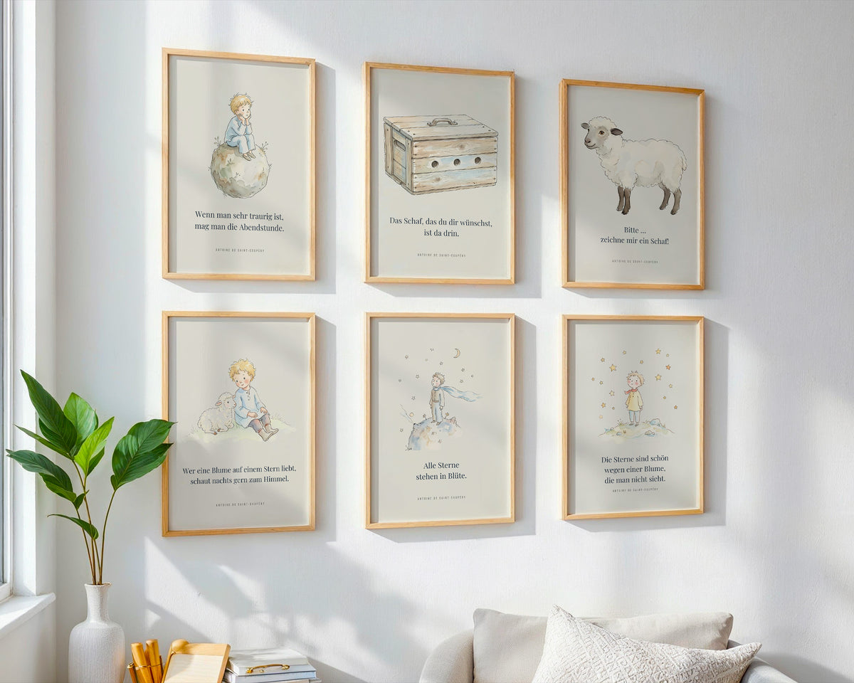Kleiner Prinz 6er-Set – Sterne & Schaf – Poster-Motiv