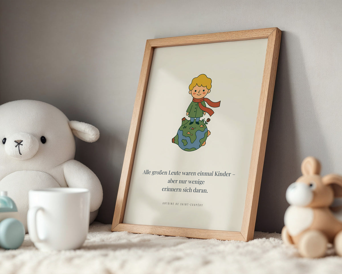 Poster Kinderzimmer Kleiner Junge auf dem Planeten – Poster im Kinderzimmer