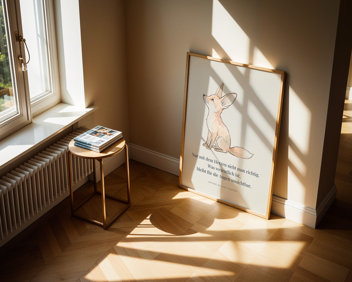 Poster Kinderzimmer Fuchs – gerahmtes Poster an der Wand