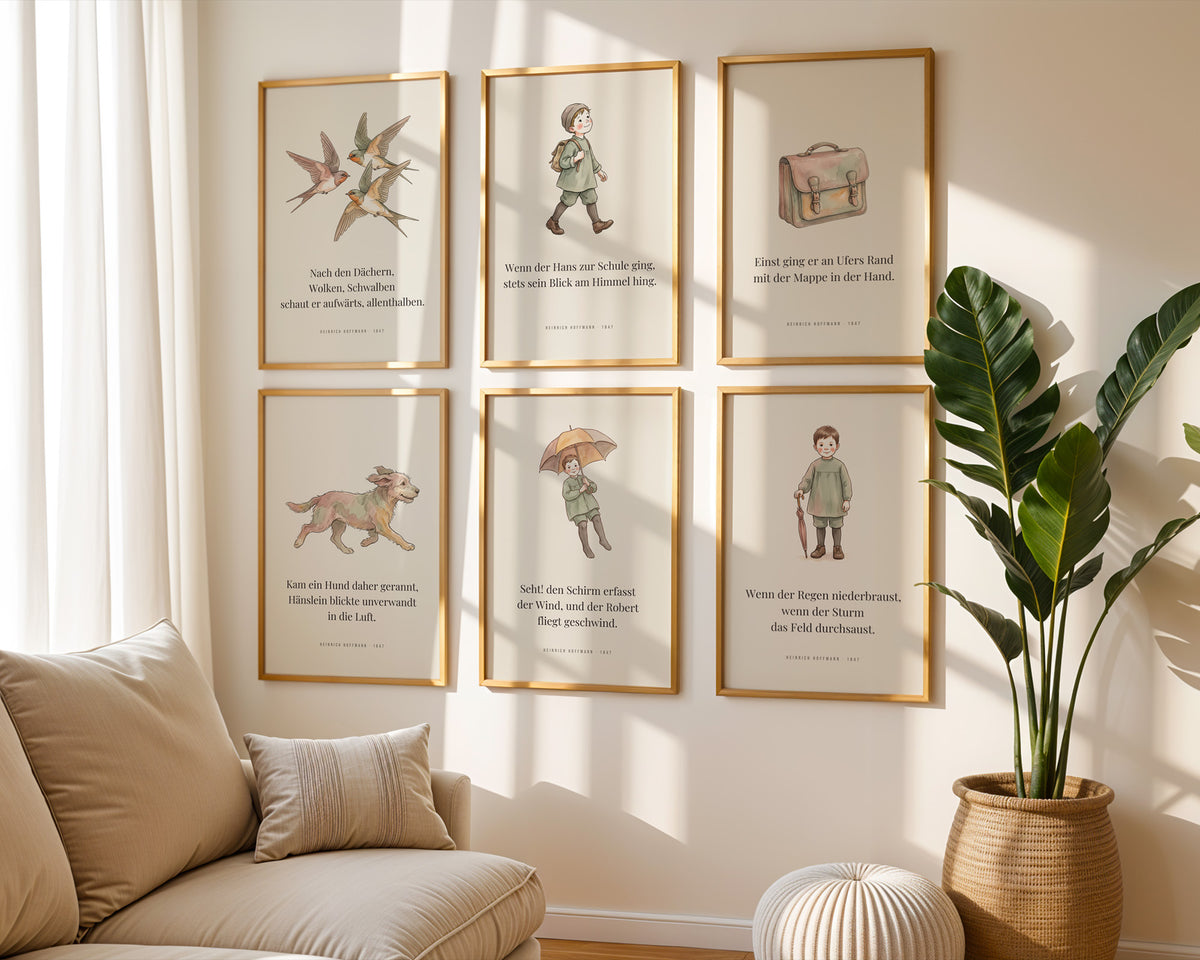 Struwwelpeter 6er-Set – Hans und Robert – Poster-Motiv