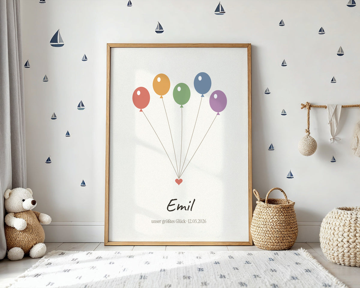 Regenbogenbaby – Ballons – Poster im Kinderzimmer