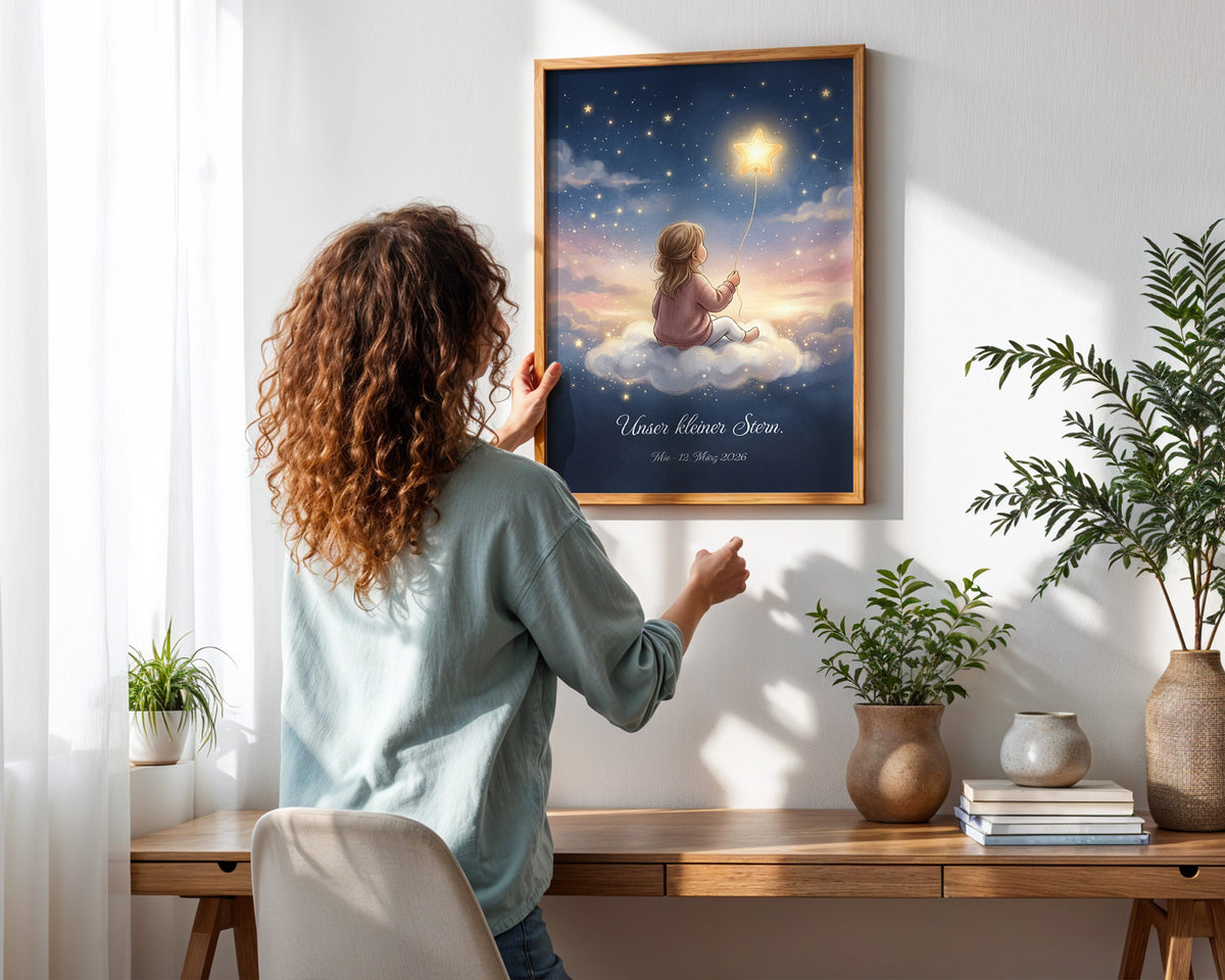 Sternenkind – Sternballon – gerahmtes Poster in der Hand