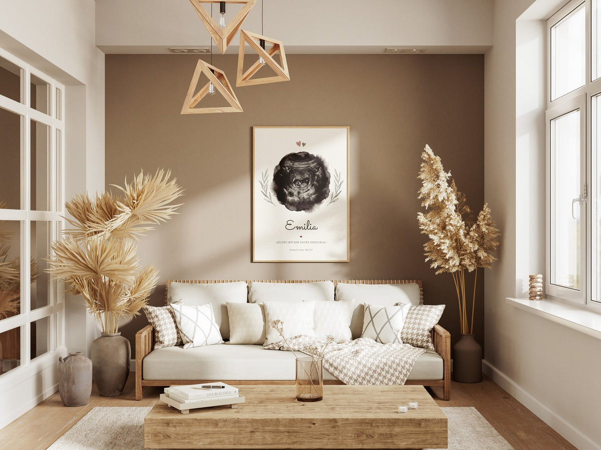 Ultraschallbild – Aquarell Tusche – gerahmtes Poster an der Wand