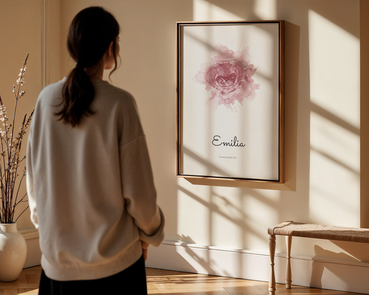Ultraschallbild – Farb Splash – gerahmtes Poster in der Hand