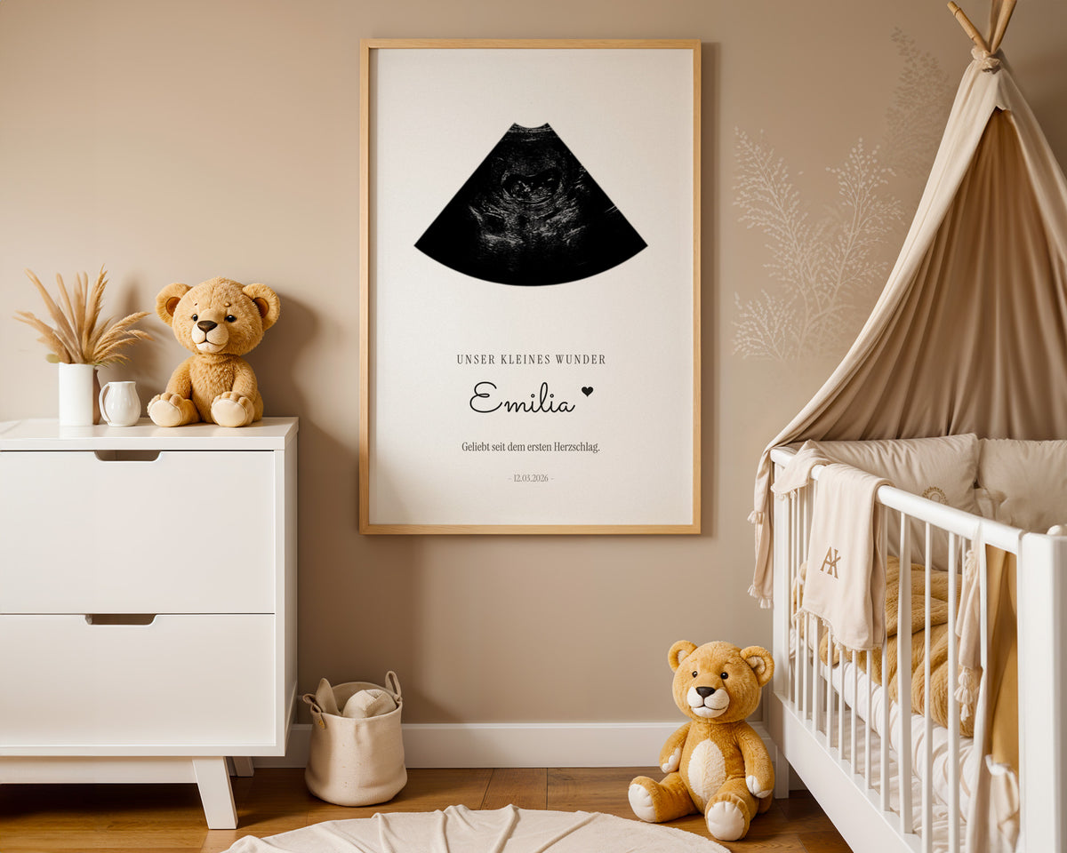 Ultraschallbild – Ultraschallbild in Fächerform – Poster im Kinderzimmer