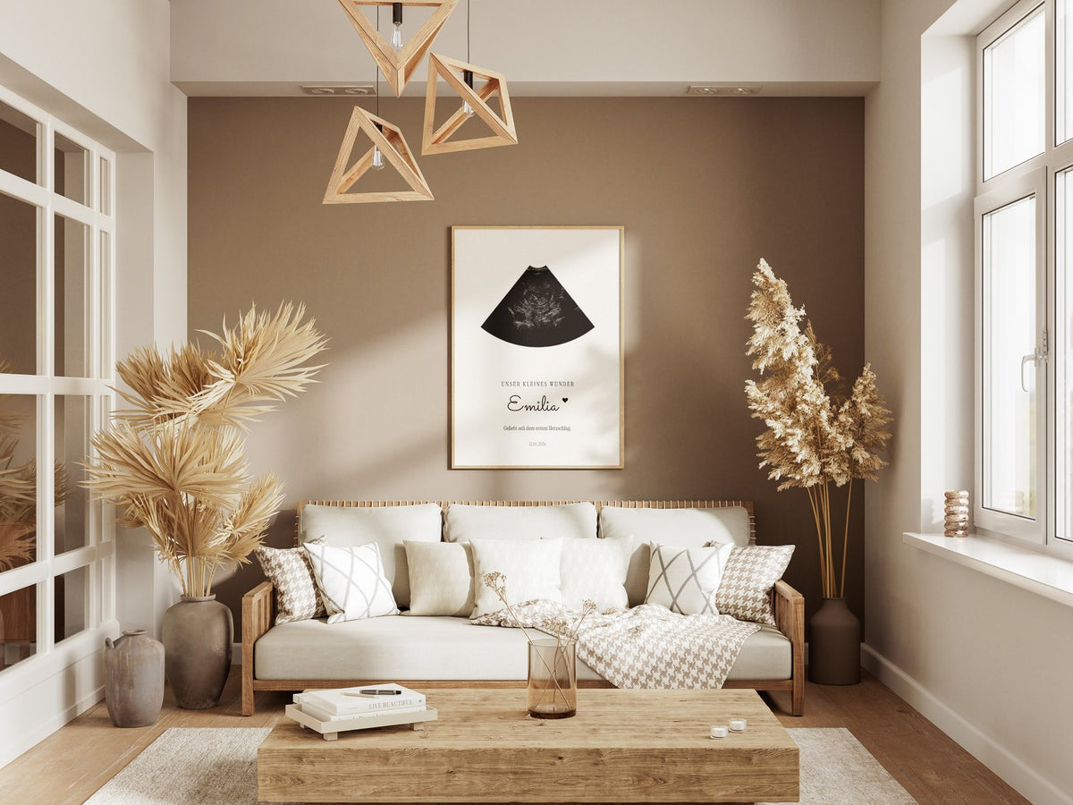 Ultraschallbild – Ultraschallbild in Fächerform – gerahmtes Poster an der Wand