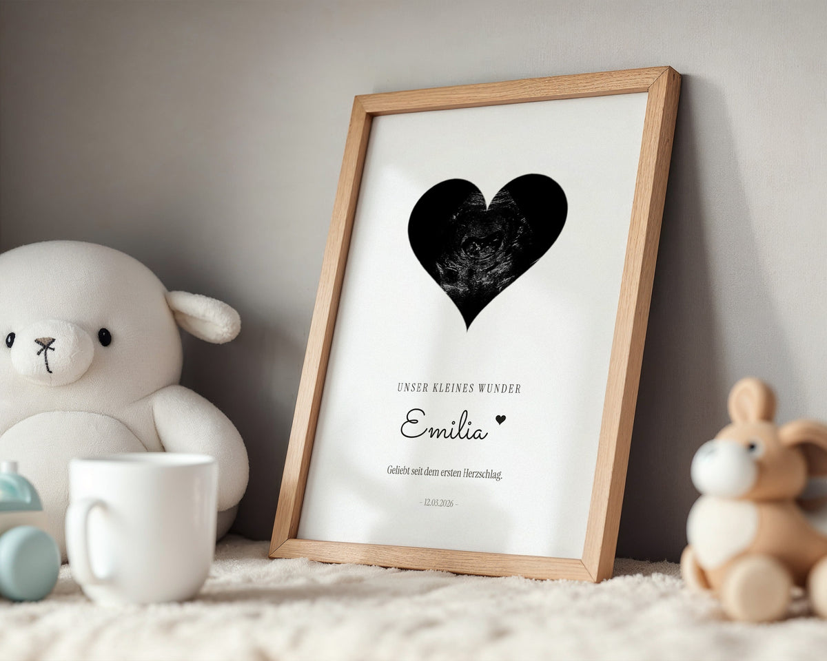 Ultraschallbild als Herz – Originalaufnahme – Poster im Kinderzimmer