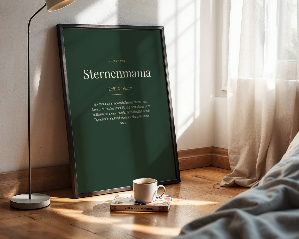 "Sternenmama" (Definition) – poster in a bedroom