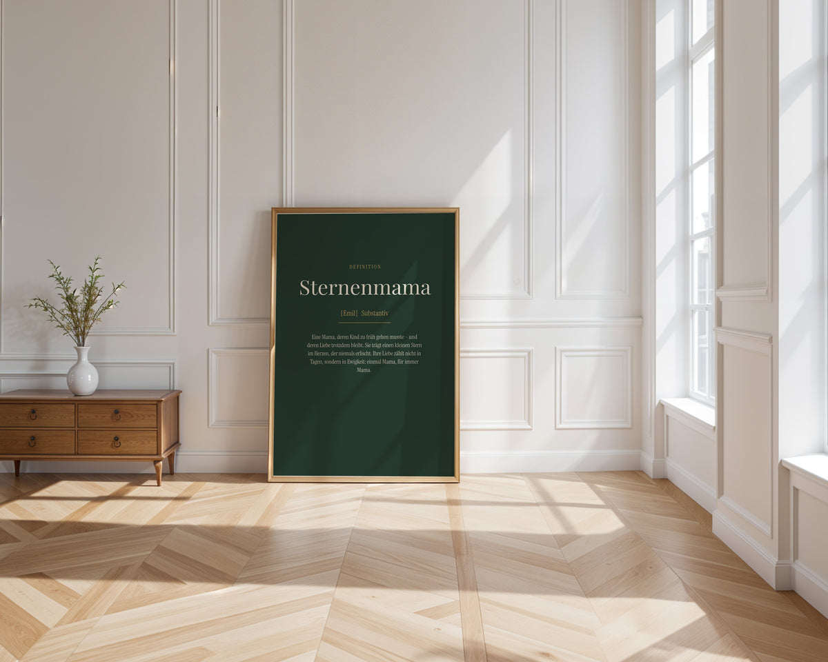 "Sternenmama" (Definition) – framed poster on the wall