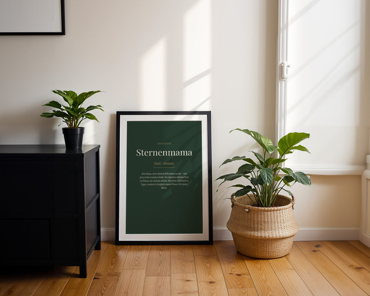 "Sternenmama" (Definition) – framed poster on the wall