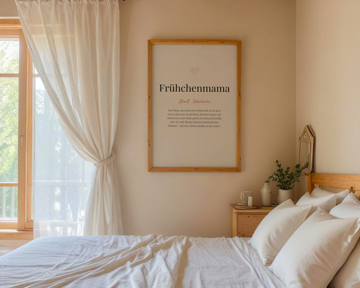 Frühchenmama (definition) – poster in a bedroom