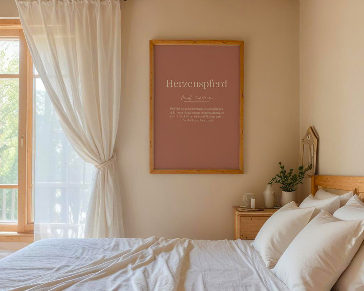 Herzenspferd (Definition) – Poster im Schlafzimmer