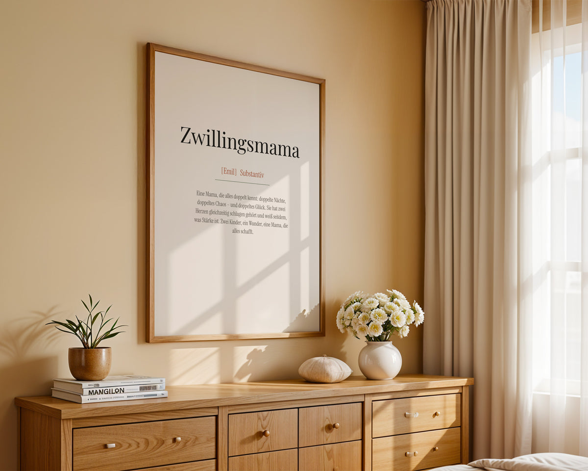 „Zwillingsmama“ (twin mum definition) – poster in a bedroom