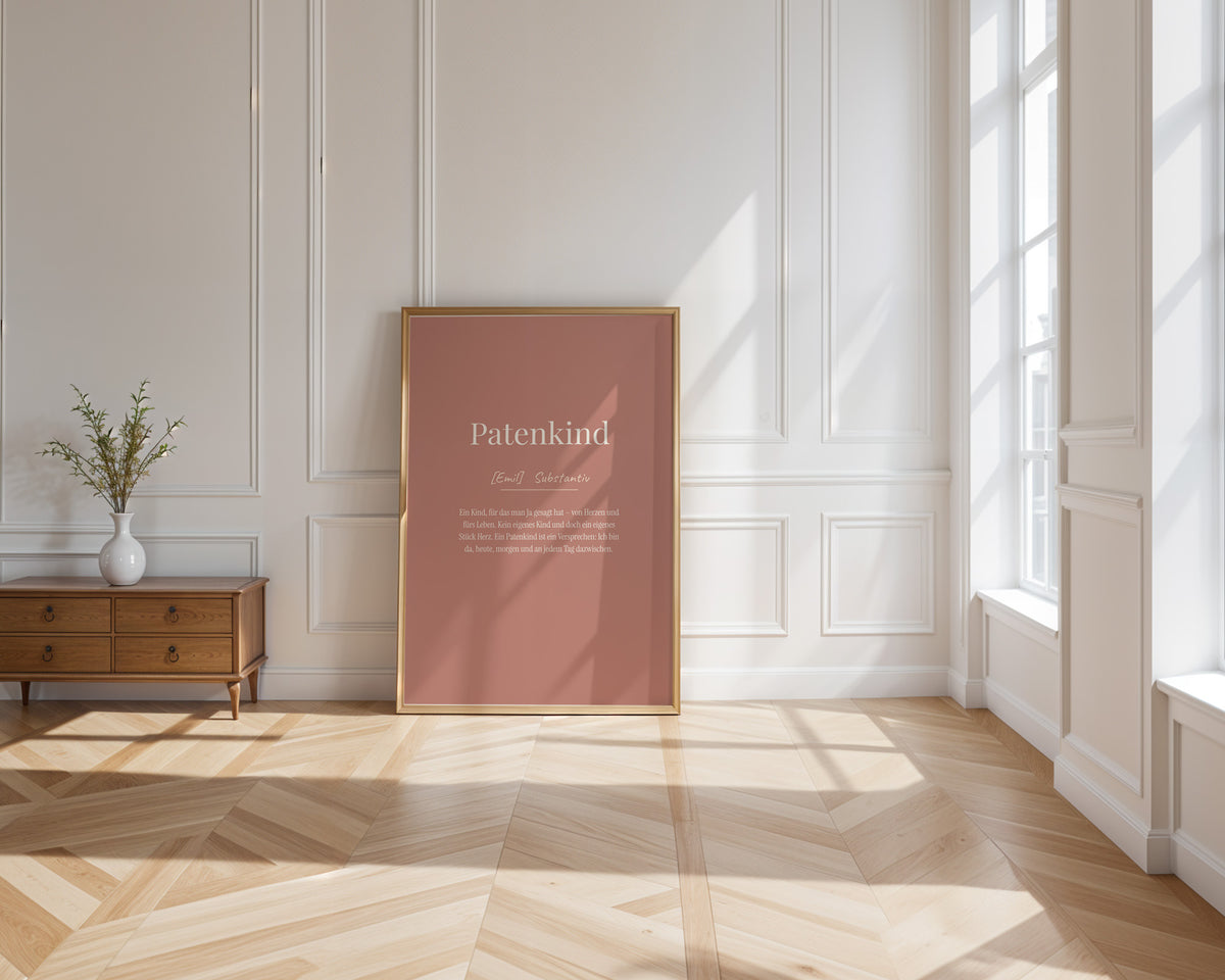 Patenkind (Definition) – gerahmtes Poster an der Wand