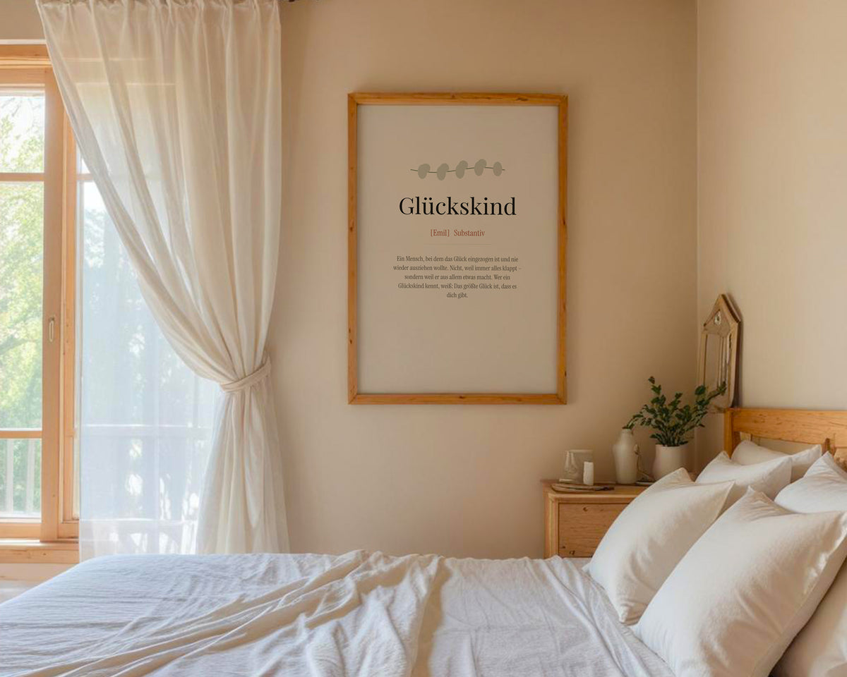 Glückskind (Definition) – Poster im Schlafzimmer