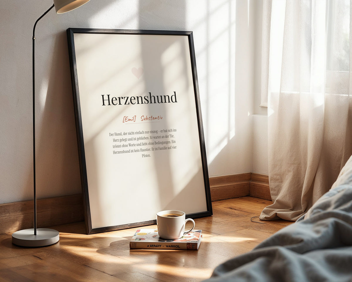 Herzenshund (Definition) – Poster im Schlafzimmer