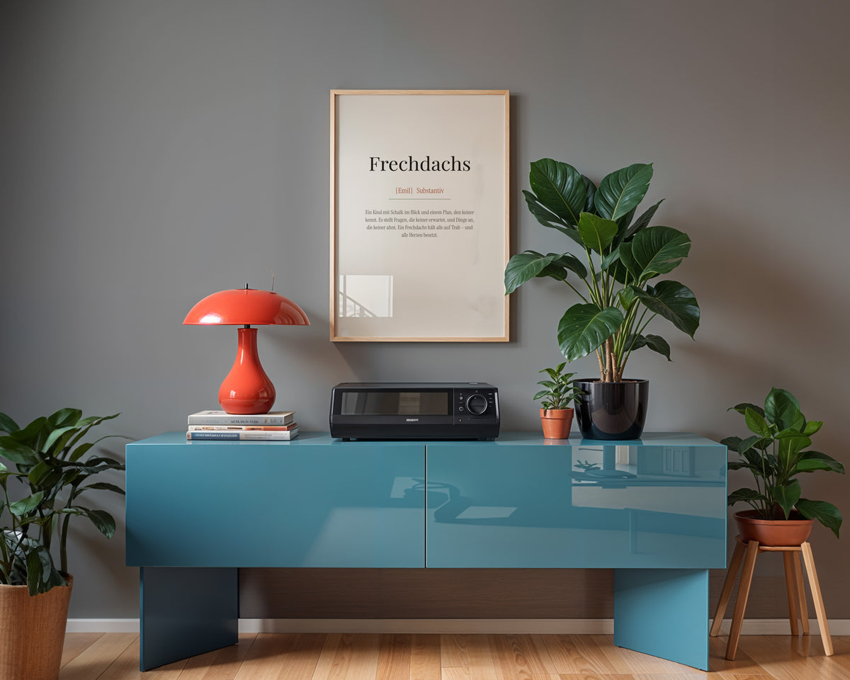 Frechdachs (Definition) – gerahmtes Poster an der Wand