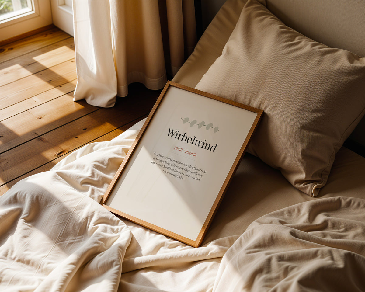 Wirbelwind (Definition) – gerahmtes Poster an der Wand