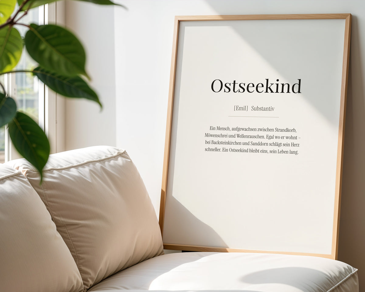 Ostseekind (Definition) – gerahmtes Poster an der Wand