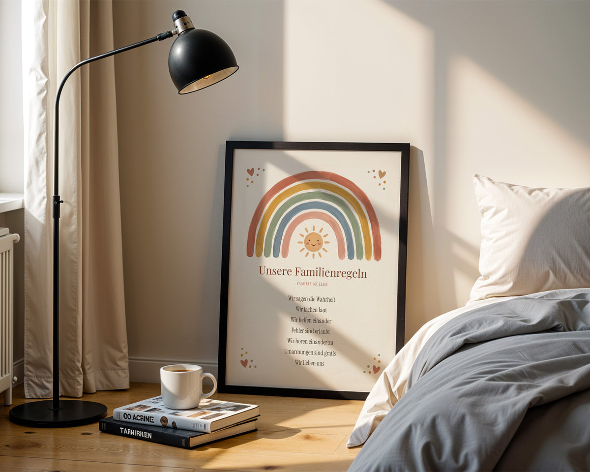 House rules Boho Regenbogen – poster in a bedroom