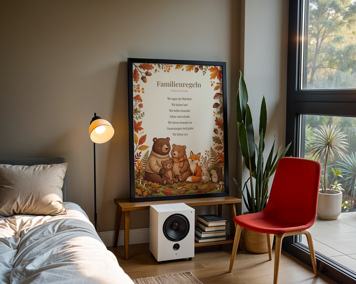 Hausregeln Waldtiere – Poster im Schlafzimmer