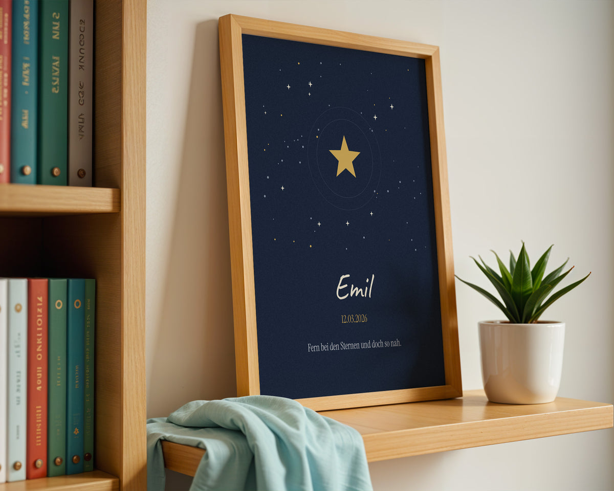 Sternenkind – Nachthimmel – gerahmtes Poster an der Wand