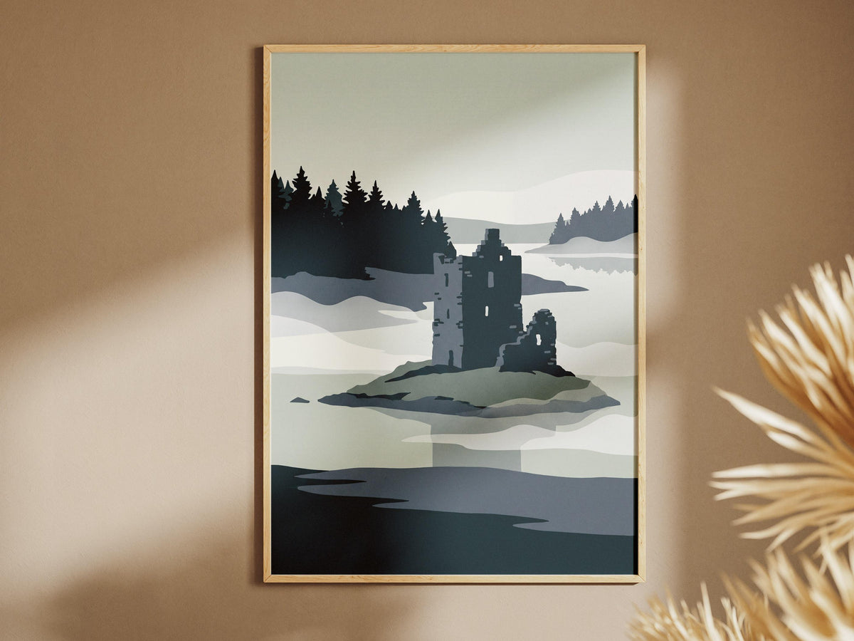 Burgruine im Nebel Poster – poster design