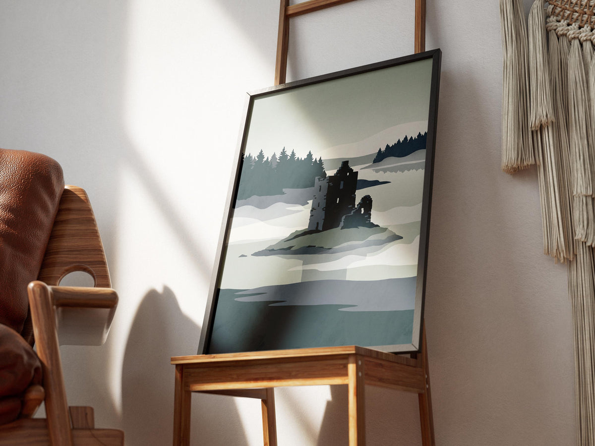 Burgruine im Nebel Poster – poster design