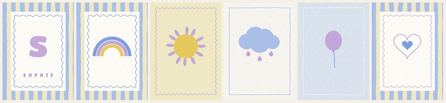 Namensposter 6er-Set „Pastell & Welle“ – Poster-Motiv