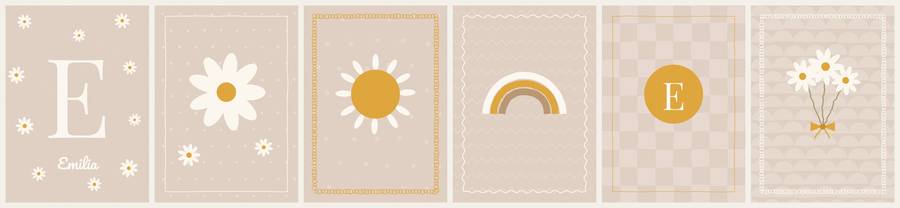 Namensposter 6er-Set „Margeriten“ – Poster-Motiv