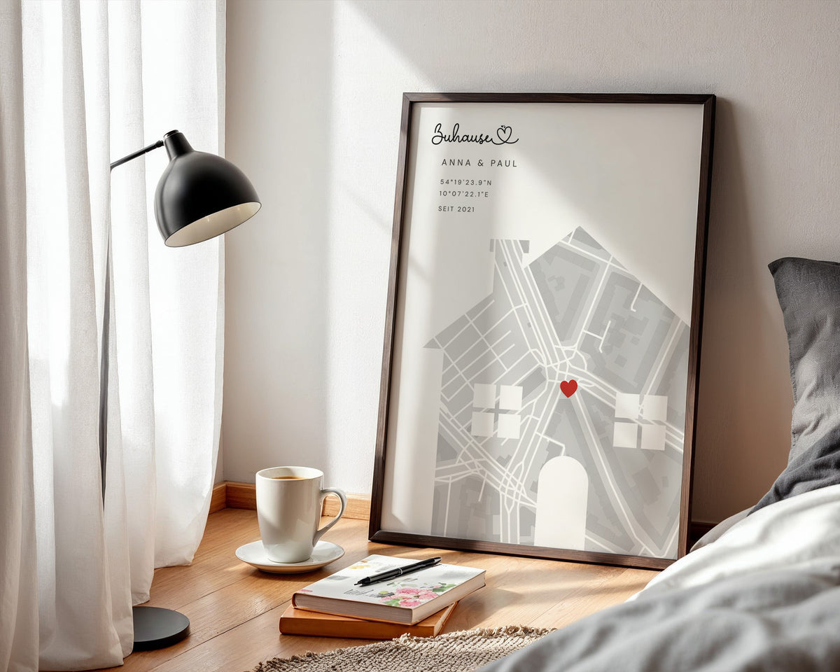 Karten-Poster „Zuhause“ – Poster im Schlafzimmer