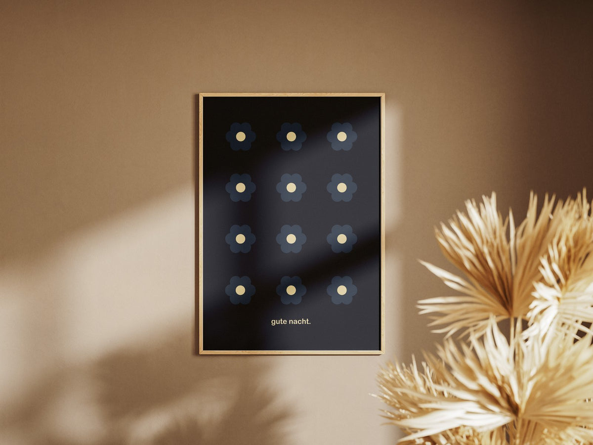 Gute Nacht Sterne – gerahmtes Poster an der Wand