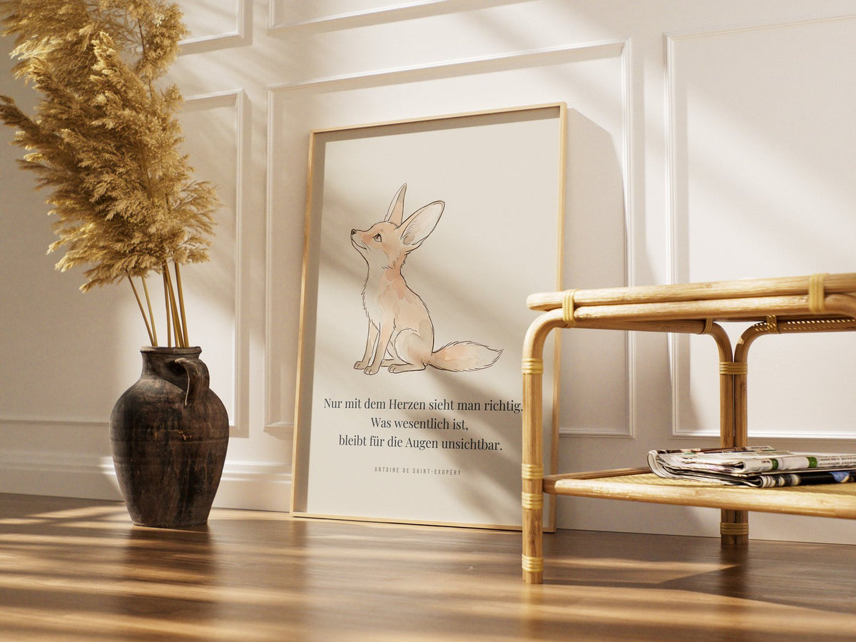 Poster Kinderzimmer Fuchs – gerahmtes Poster im Raum