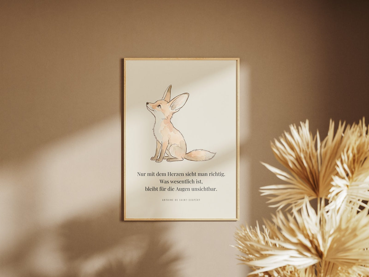Poster Kinderzimmer Fuchs – gerahmtes Poster an der Wand