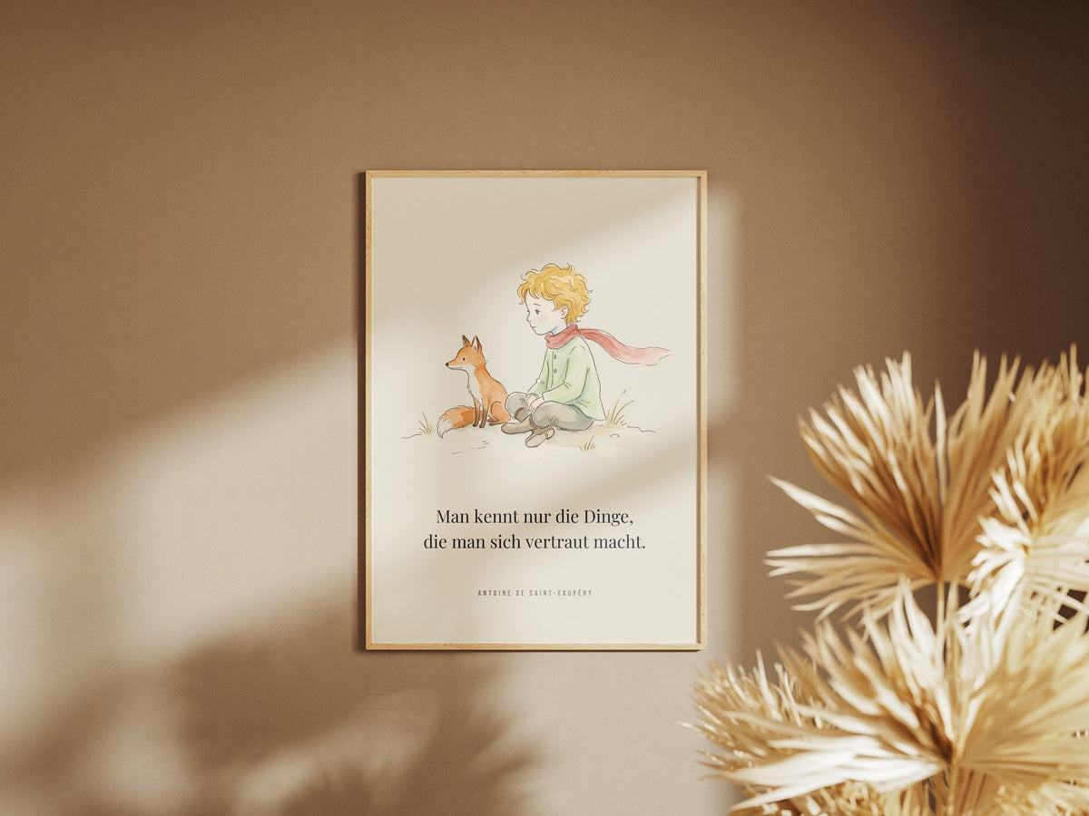 Poster Kinderzimmer Junge und Fuchs – gerahmtes Poster an der Wand