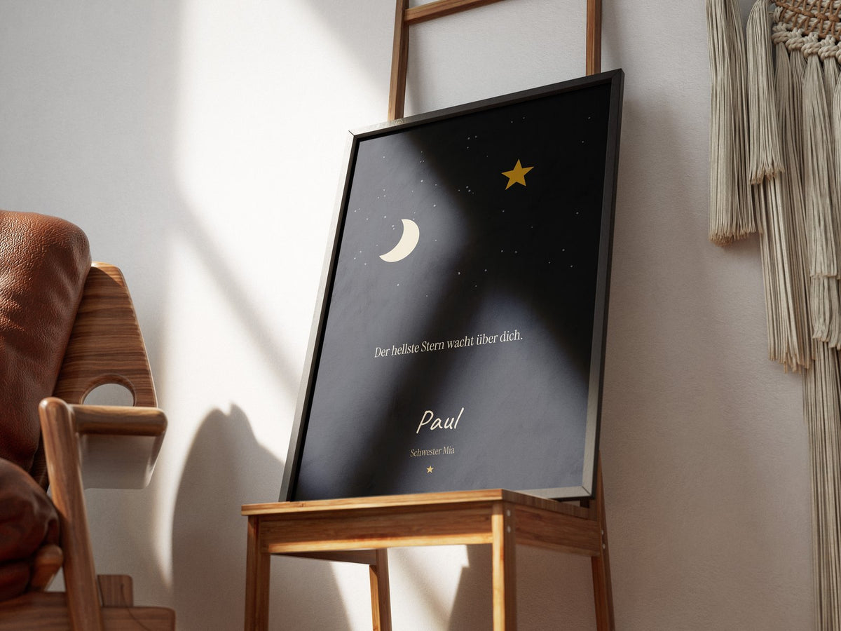 Geschwister – Der hellste Stern – gerahmtes Poster im Raum