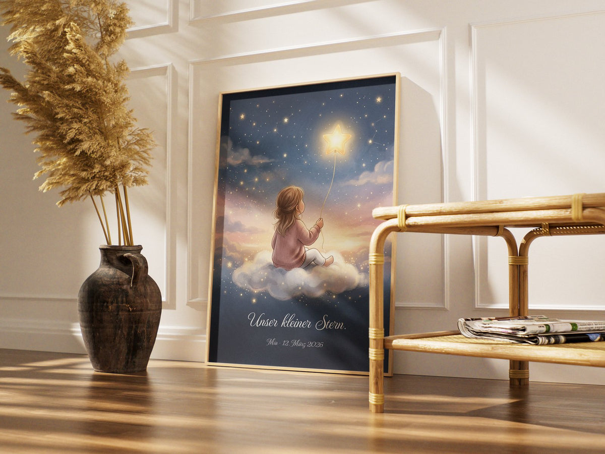 Sternenkind – Sternballon – gerahmtes Poster im Raum
